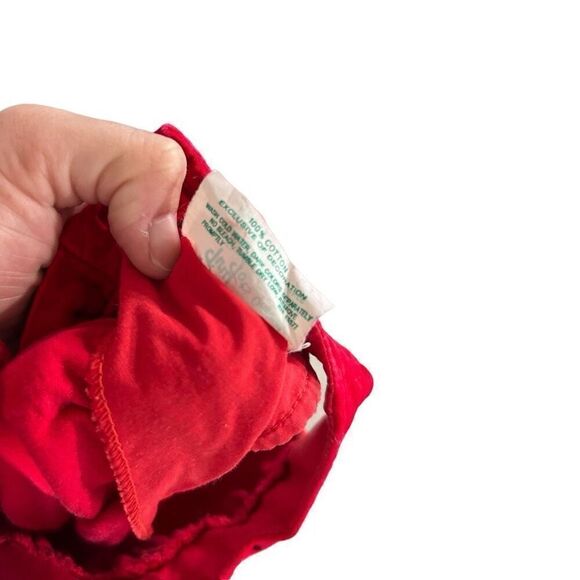 Tiny Tots Soft Velvet Embroidered Floral Sleeveless Romper Overalls Red Size 6-9 - Picture 6 of 11